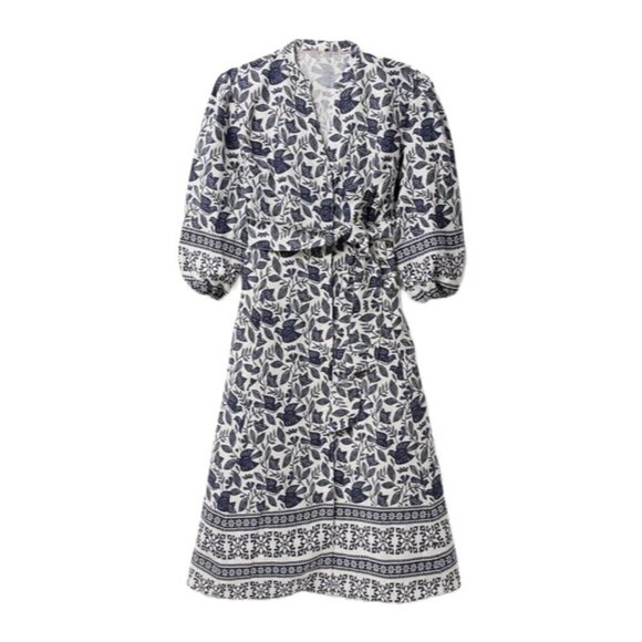 NWT Boden Addie in Ivory Meadow Flight Birds Linen Midi Shirt Dress US 6 / UK 10 - Picture 1 of 7
